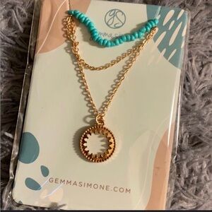 Gemma Simone Gold and Turquoise Necklace Set